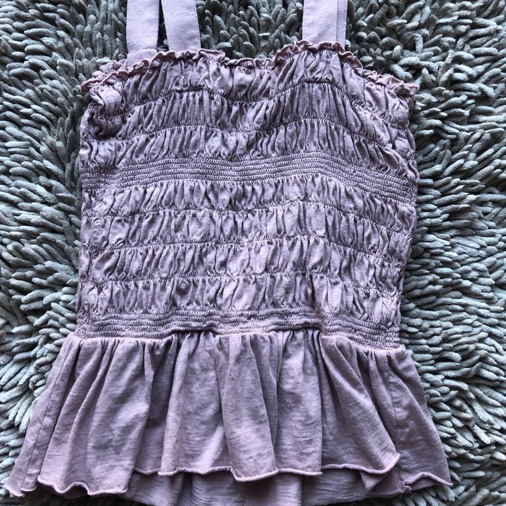 Melrose and Market Pink/Cream Ruffle Tank Top XS